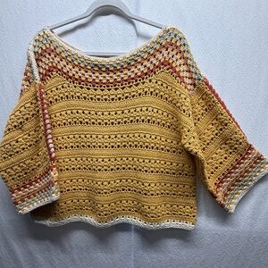 Crocheted Hippie Boat Neck Sweater Indi Grunge Oversized DRIFTWOOD FOR SUNDANCE